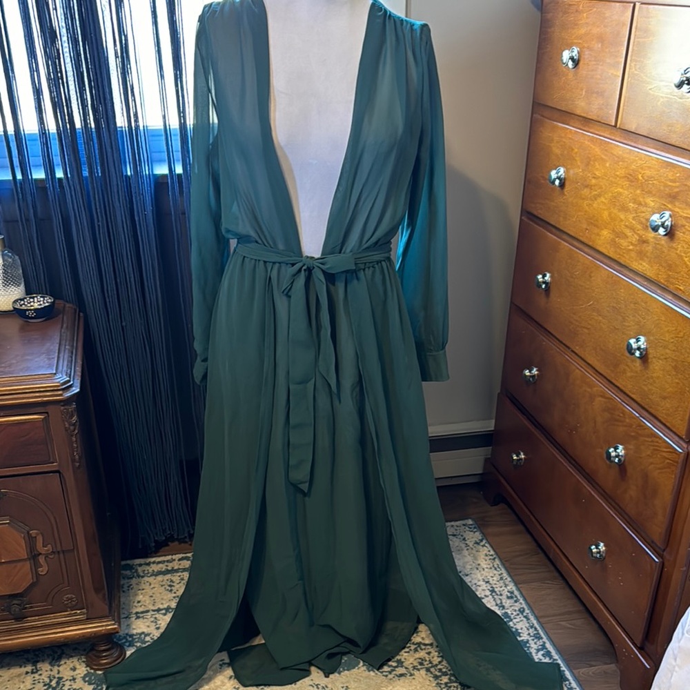 Elegant Deep Green Maxi Dress/ Beach Cover up size L